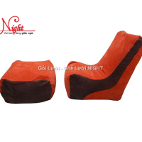 Ghế lười hạt xốp hình sofa GL078 màu Cam – Nâu (Chất liệu Nhung Cao Cấp)